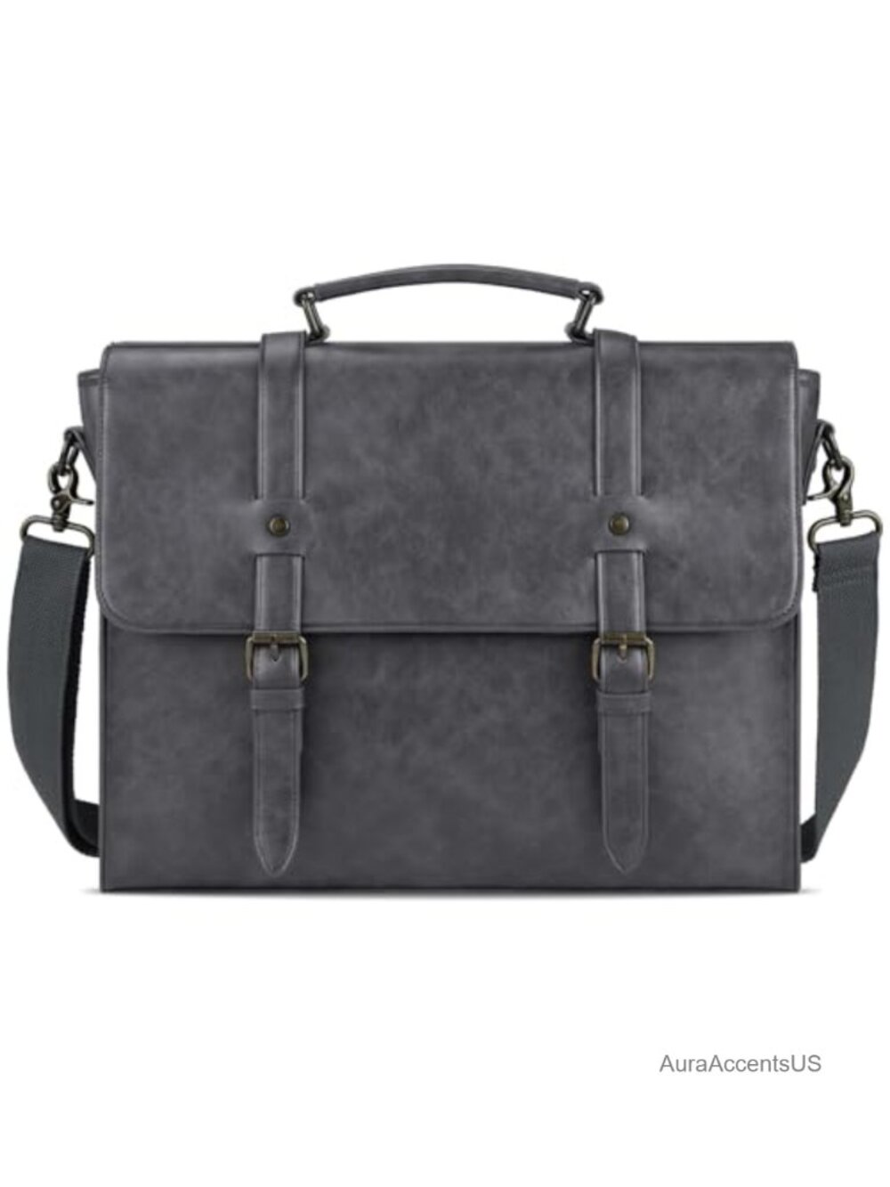 PU Leather Messenger Bag 15.6 Inch Laptop Briefcase Vintage Work Bag